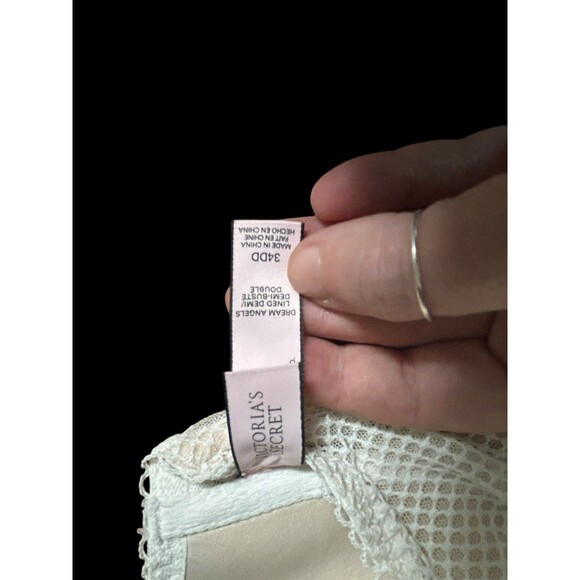 34DD BRIDAL Ivory Victorias Secret Dream Angels Floral Long Line Demi UW Bra - Picture 7 of 8